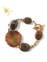 Incărcați imaginea în vizualizatorul Galeriei, Brațară Lollidot Unicat cu pietre Agata mare | Pirite