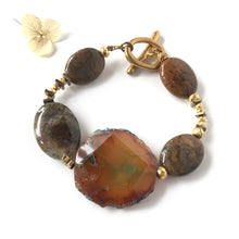 Incărcați imaginea în vizualizatorul Galeriei, Brațară Lollidot Unicat cu pietre Agata mare | Pirite