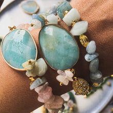 Incărcați imaginea în vizualizatorul Galeriei, Brațară cu conector Amazonit de 3cm albastru verde pal | Morganit