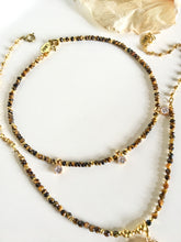 Incărcați imaginea în vizualizatorul Galeriei, Colier cu pietre ochi de tigru | Pirie aurite | Rhinestone zircon alb