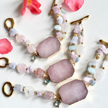 Incărcați imaginea în vizualizatorul Galeriei, Bijuterii cu pietre - Brațară Lollidot cu Conector Cuart Rose roz Acvamarin - Aquamarin