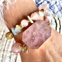 Incărcați imaginea în vizualizatorul Galeriei, Bijuterii cu pietre - Brațară Lollidot cu Conector Cuart Rose roz Acvamarin - Aquamarin