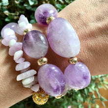 Incărcați imaginea în vizualizatorul Galeriei, Brațară Ametist Lavanda cu Kunzit roz / Spodumen Roz - Roca vulcanica