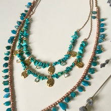 Load image into Gallery viewer, GTL -Get The Look - Necklaces with Chips Turquoise stones - and coins plated with 24k gold | Rhinestones | Necklace with Apatite and Agate Pendant

