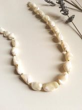 Load image into Gallery viewer, GTL - Shell Necklace - Simple Mother of Pearl | Shell necklace, with pink rhinestones and lilac Moonstone | Necklace with pendant Tooth made of mother-of-pearl
