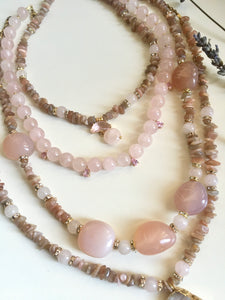 GTL -Get The Look - Rose Quartz Necklace | Rhinestones | Sun Stone | Geode pendant