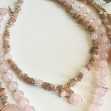 Load image into Gallery viewer, GTL -Get The Look - Rose Quartz Necklace | Rhinestones | Sun Stone | Geode pendant
