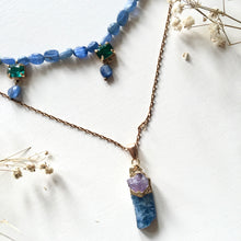Load image into Gallery viewer, GTL -Get The Look - Lapis Lazuli Tube Necklaces | Sodalite Triangle Necklace | Sodalite Pendant Necklace with Amethyst
